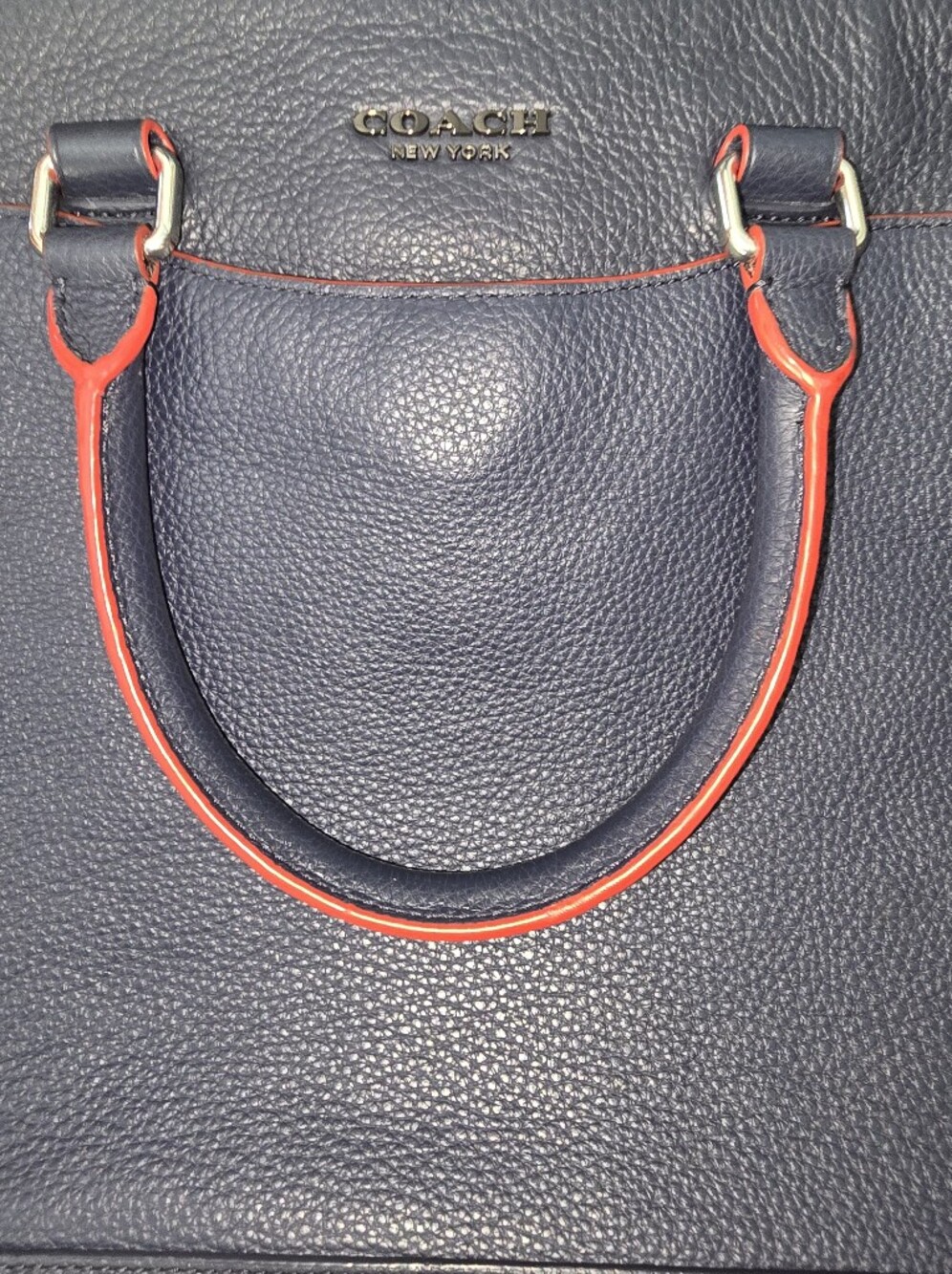 Coach Pebble Navy Pebble Leather Graham Laptop  Messenger Bag NWOT - Picture 9 of 16